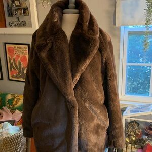 Brand new with tags H & M Divided Faux Fur Coat in Rich Chocolate Brown